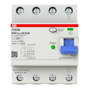 ABB Stotz S&J Disjoncteur différentiel type B 4P 63A, 30mA, 3kA, 4 modules F204B-63/0,03-4TE-4