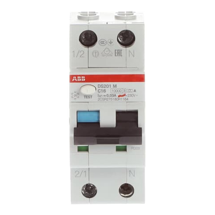 ABB Stotz S&J Disjoncteur FI/LS 10kA, 1p+N DS201MA-C16/0,03