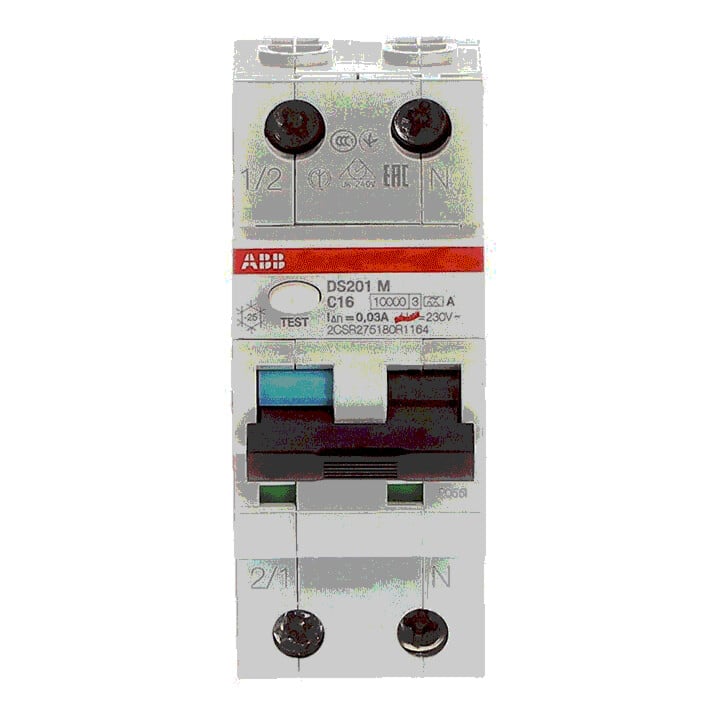 ABB Stotz S&J Disjoncteur FI/LS 10kA, 1p+N DS201MA-C16/0,03