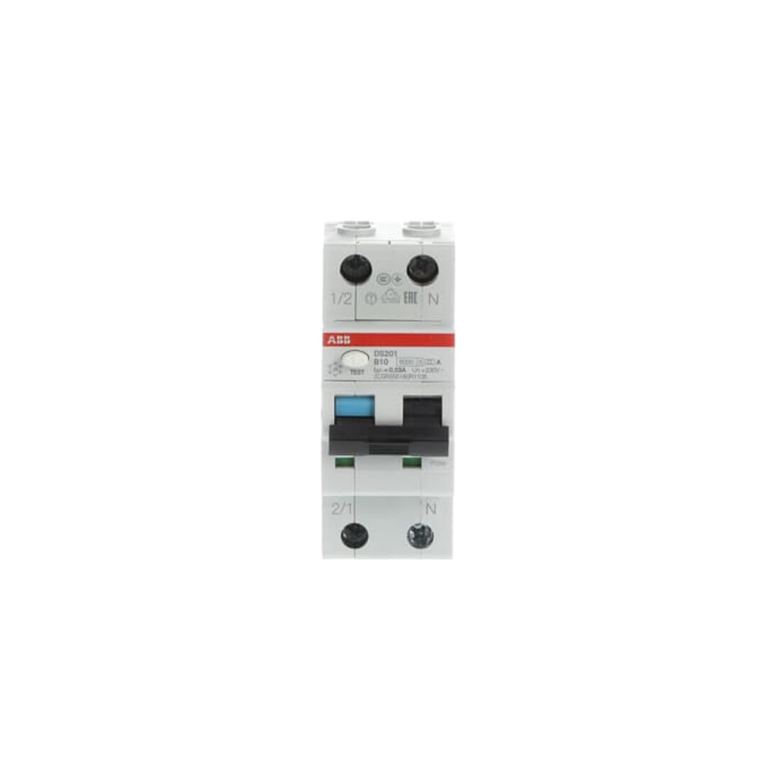 ABB Stotz S&J Disjoncteur FI/LS 6kA, 1p+N DS201A-B10/0,03