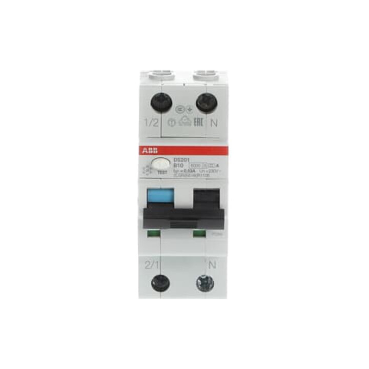 ABB Stotz S&J Disjoncteur FI/LS 6kA, 1p+N DS201A-B10/0,03