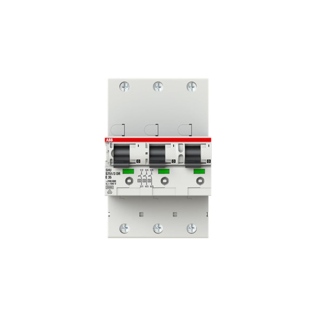 ABB Stotz S&J Disjoncteur principal 35A E 25kA 3x1P S751/3DR-E35