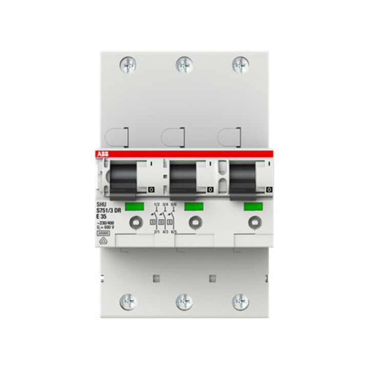 ABB Stotz S&J Disjoncteur principal 35A E 25kA 3x1P S751/3DR-E35