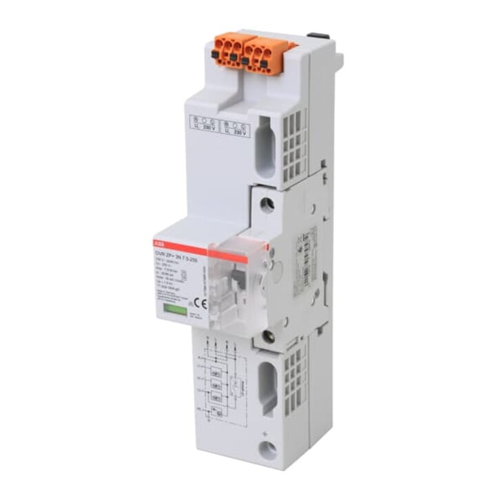 ABB Stotz S&J Parafoudre combiné TT/TN-S OVR ZP+ 3N, 12,5 kA OVRZP+3N12.5-255MCB6
