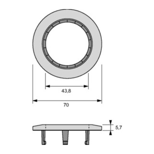 Abdeckring Vision D.70mm schwarz L&S