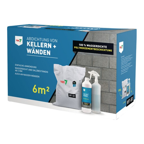 Abdichtung Keller u.Wände WP7-501 10kg Beutel/1L Grundierung/1 Zerstäuber Krt.