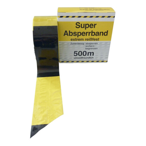 Absperrband L.500 m B.80mm gelb/schwarz geblockt 500m/Karton