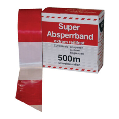Absperrband L.500 m B.80mm rot/weiß geblockt 500m/Karton
