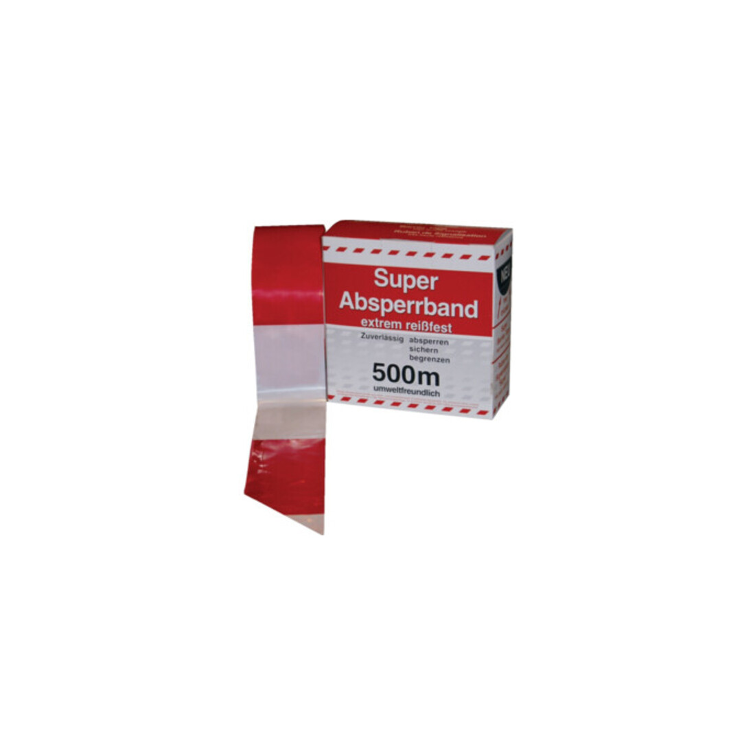 Absperrband L.500 m B.80mm rot/weiß geblockt 500m/Karton