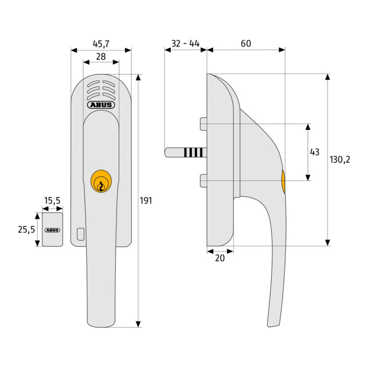 ABUS Abschließbarer Fenstergriff FG300A W AL0125