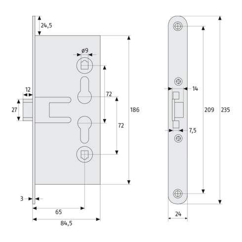 ABUS Einsteckschloss EFS65