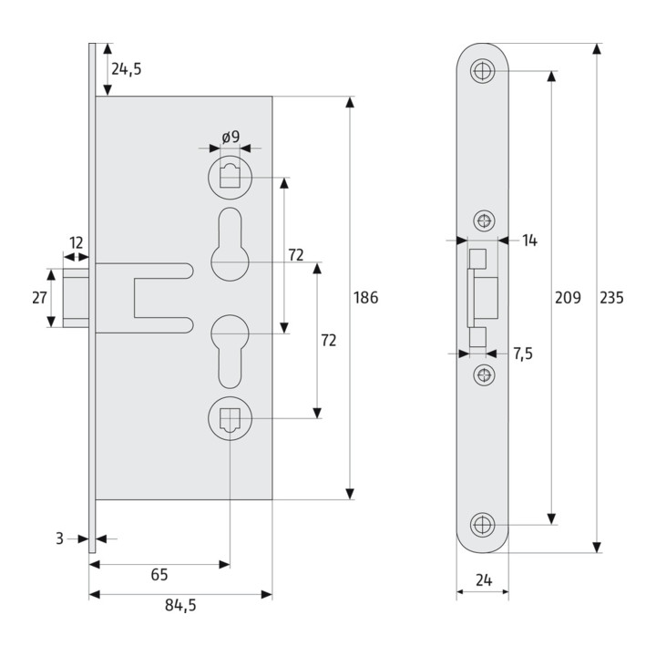 ABUS Einsteckschloss EFS65