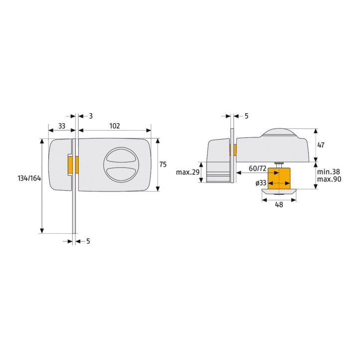 Serrure de porte supplémentaire ABUS 7030 S EK