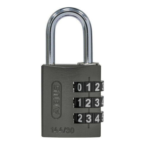 ABUS Zahlen-Vorhangschloss 144/30 Lock-Tag Aluminium, titanium