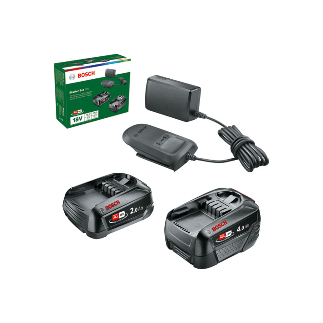Accessoires Bosch 18 Volts Kit de démarrage Lithium-Ion 18V (2.0 Ah + 4.0 Ah + AL 18V-20)