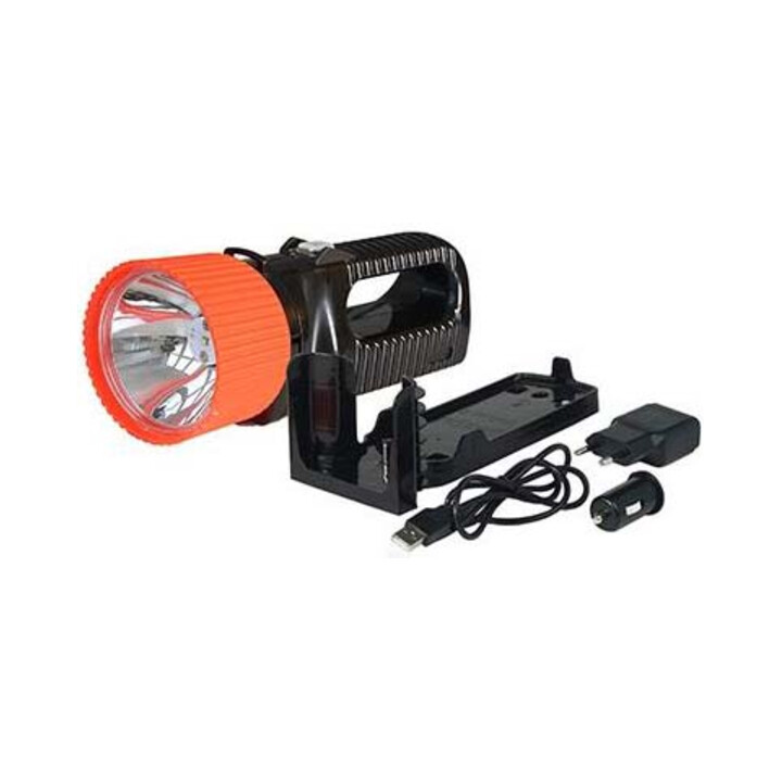 AccuLux Projecteur LED longue portée 230V/12-24V, noir/rouge 442181