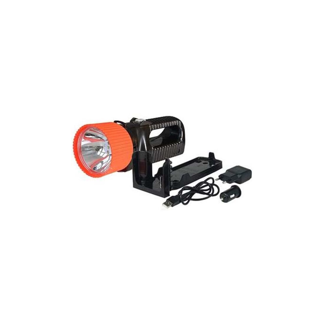 AccuLux Projecteur LED longue portée 230V/12-24V, noir/rouge 442181