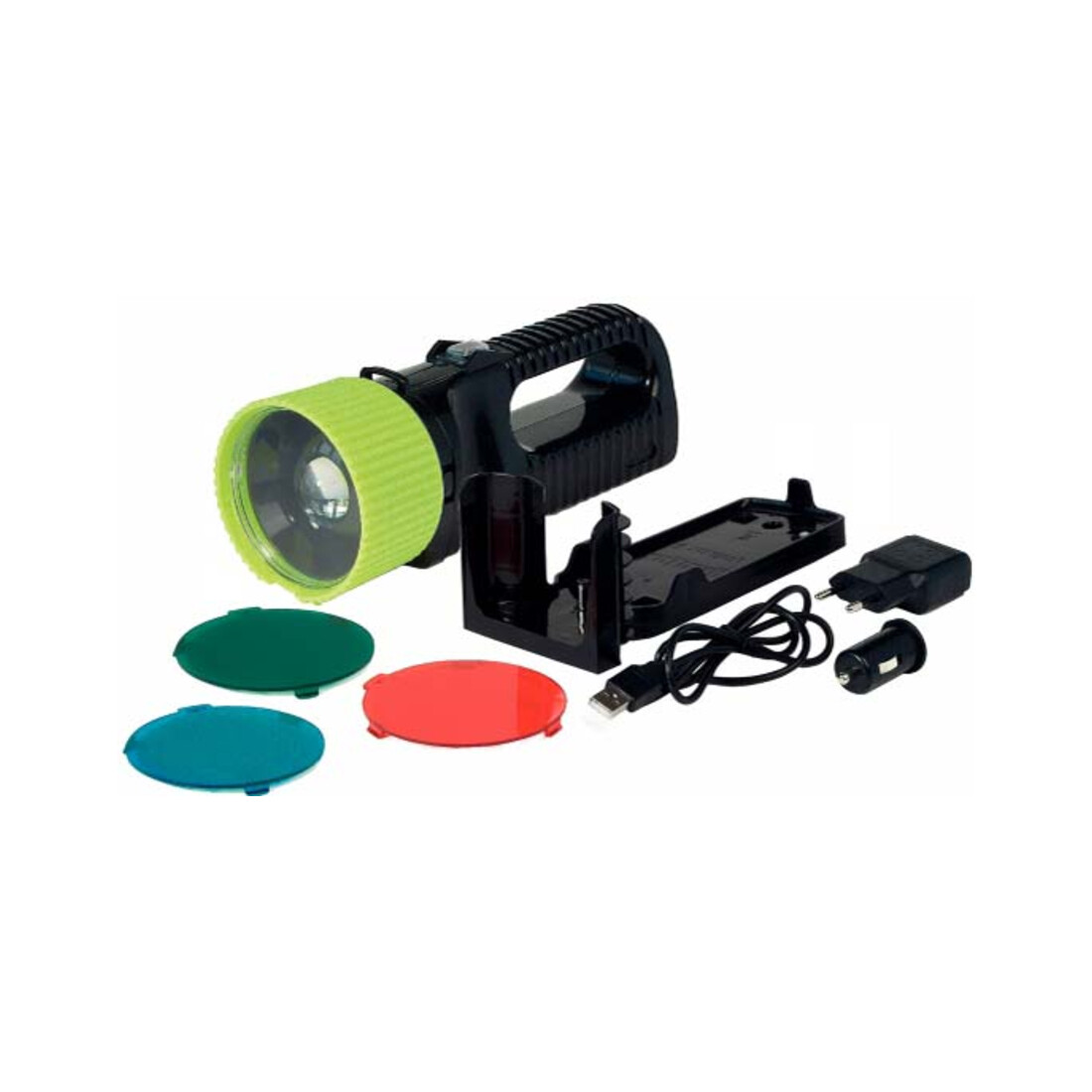 AccuLux Projecteur portatif à batterie 230V/12-24V, noir/jaune 442081