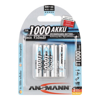 Ansmann Batteria ricaricabile Micro 1000mAh 1.2V NiMH ANSMANN./blister