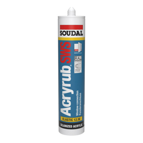 Soudal peintre acrylique Acryrub SWS blanc intérieur 310 ml