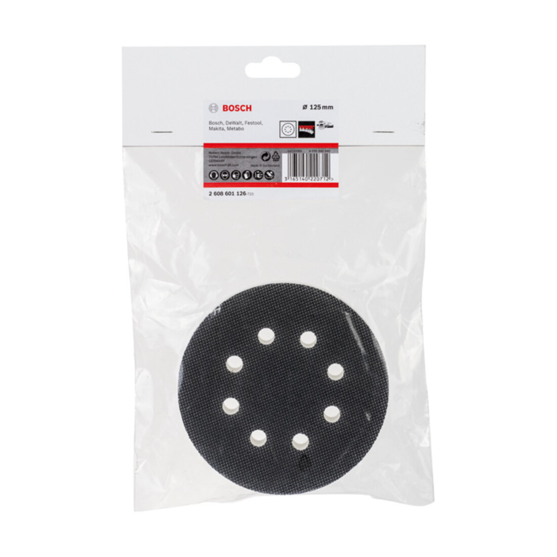 Adaptateur Bosch perforé pour ponceuse d'orbite aléatoire 125 mm