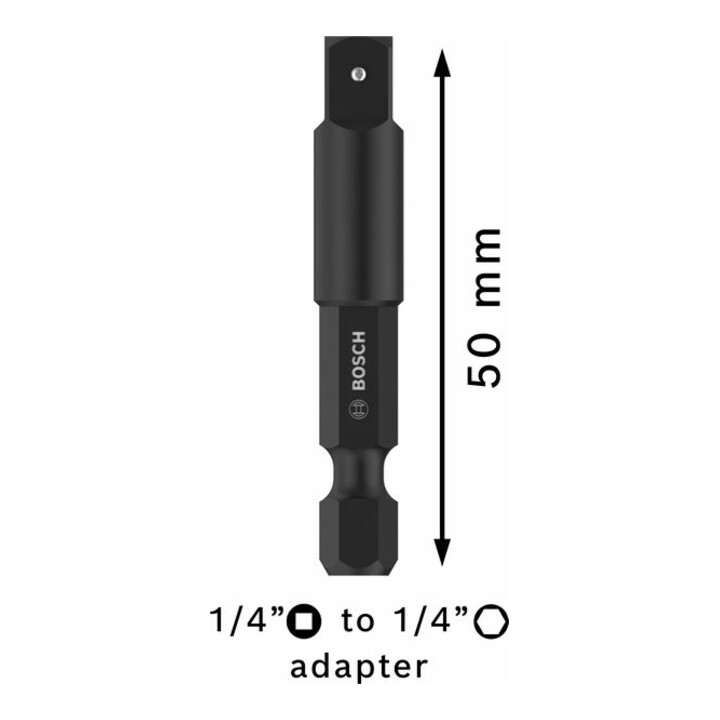 Adaptateur Bosch pour clés à douille 1/4", tête hexagonale 50 mm