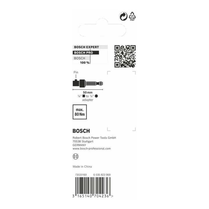 Adaptateur Bosch pour clés à douille 1/4", tête hexagonale 50 mm