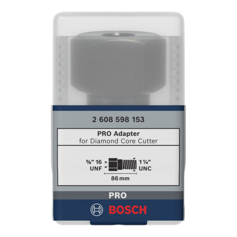 Adaptateur Bosch pour forets diamantés côté machine 5/8" 16 UNF côté couronne1 1/4" UNC