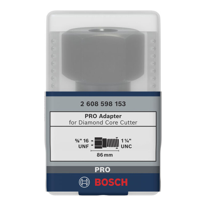 Adaptateur Bosch pour forets diamantés côté machine 5/8" 16 UNF côté couronne1 1/4" UNC