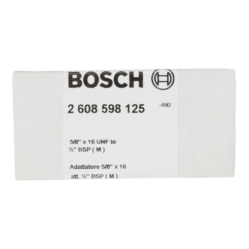 Adaptateur Bosch pour forets diamantés côté machine 5/8" x 16UNF côté couronne 1/2" BSP