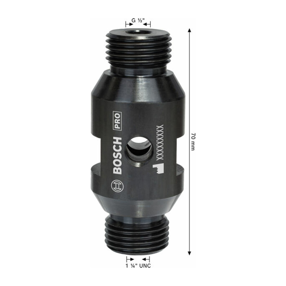 Adaptateur Bosch pour forets diamantés côté machine G 1/2", côté couronne G 1/2".