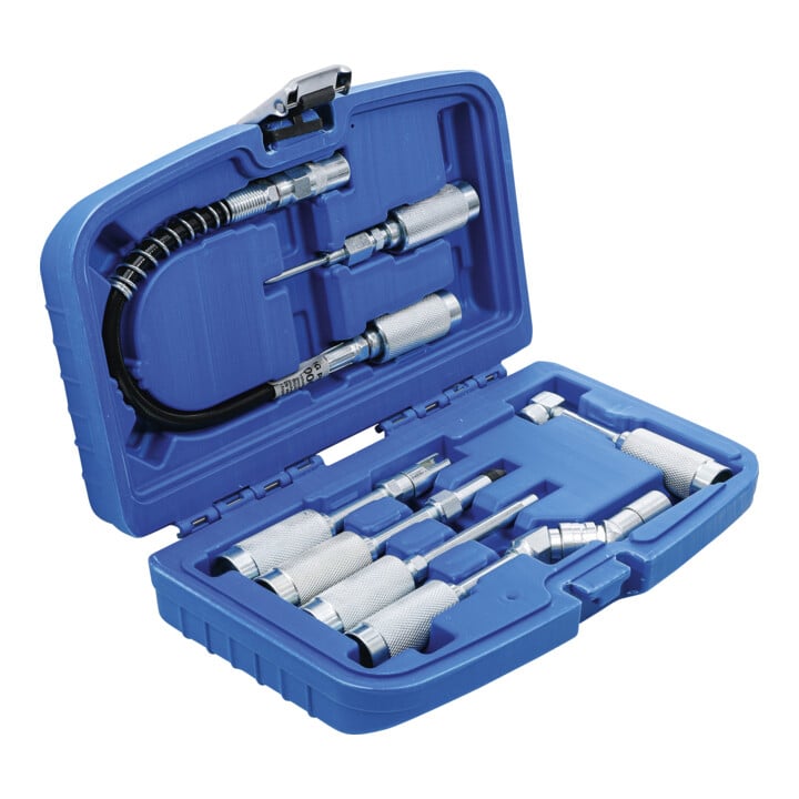 Adaptateur et jeu d'accessoires pour pompes à graisse 7 pièces BGS