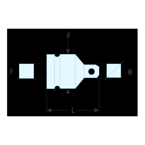 Adaptateur Facom IMPACT intérieur 1", extérieur 3/4, 154 mm