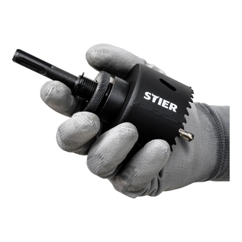 Adaptateur SDS Plus STIER 5/8" 18 UNF pour scies cloches 32-250 mm avec clé à 6 pans creux