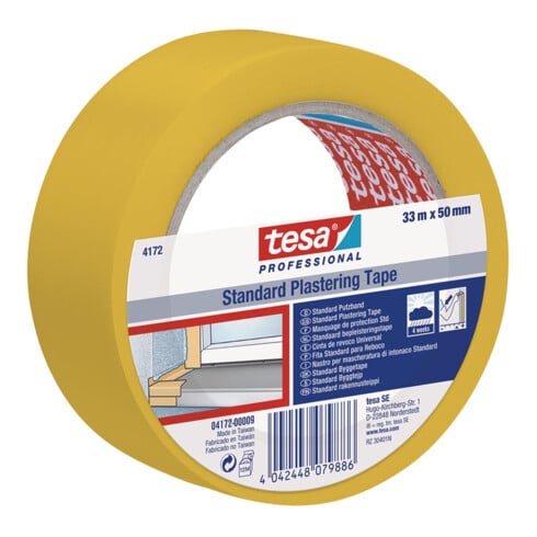 Adhésif de plâtrage 4172 Standard lisse jaune L. 33 m l. 50 mm TESA
