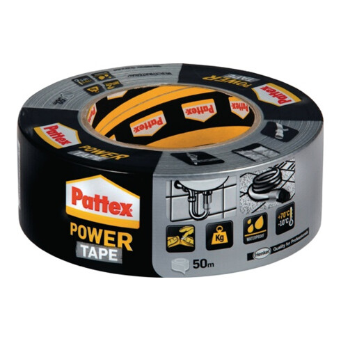 Adhésif toilé Power-Tape gris argent L. 50 m l. 50 mm Rouleau PATTEX
