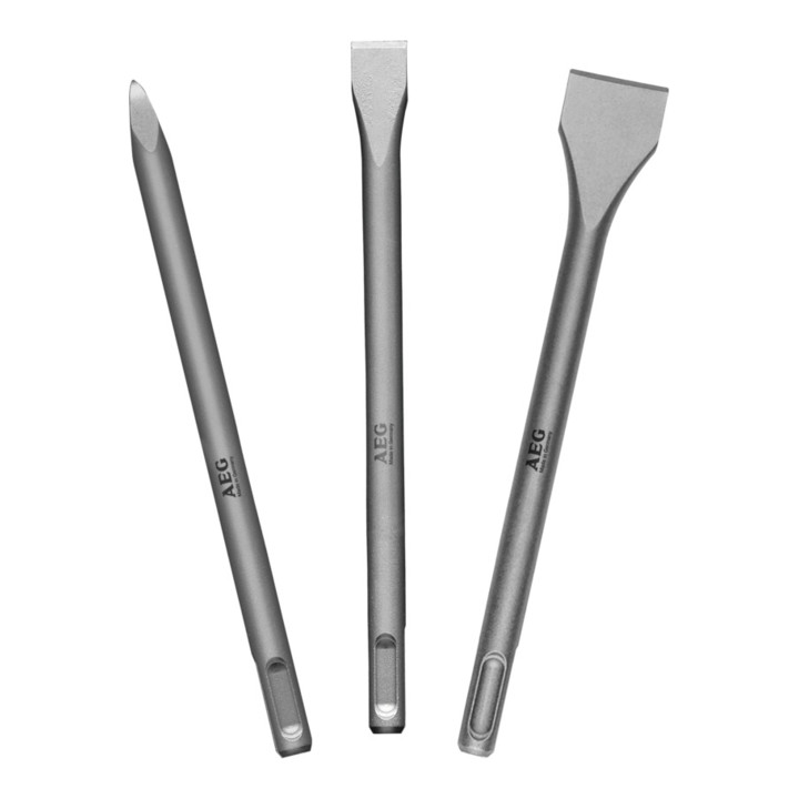 AEG 3 SDS-plus Bohrer, 2 SDS-plus Meißel, mit Ø 6 / 8 / 10 x 160 mm Spitzmeißel und Flachmeißel