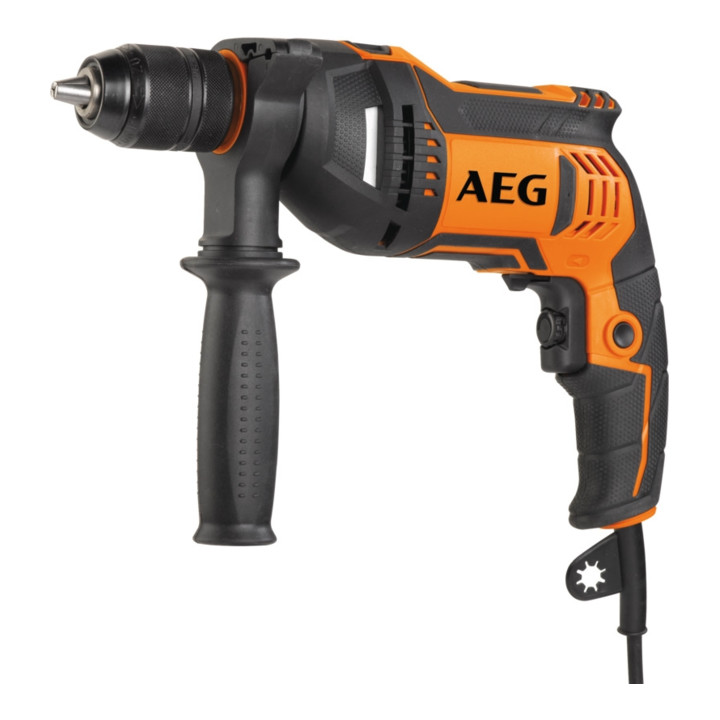 AEG 705 W Schlagbohrmaschine SBE 705 RE, Drehmoment 25 Nm, inkl. 13 mm Metall-Schnellspannbohrfutter, Zusatzhandgriff und Bohrtiefenanschlag, 4m Netzkabel in Werkzeugtasche