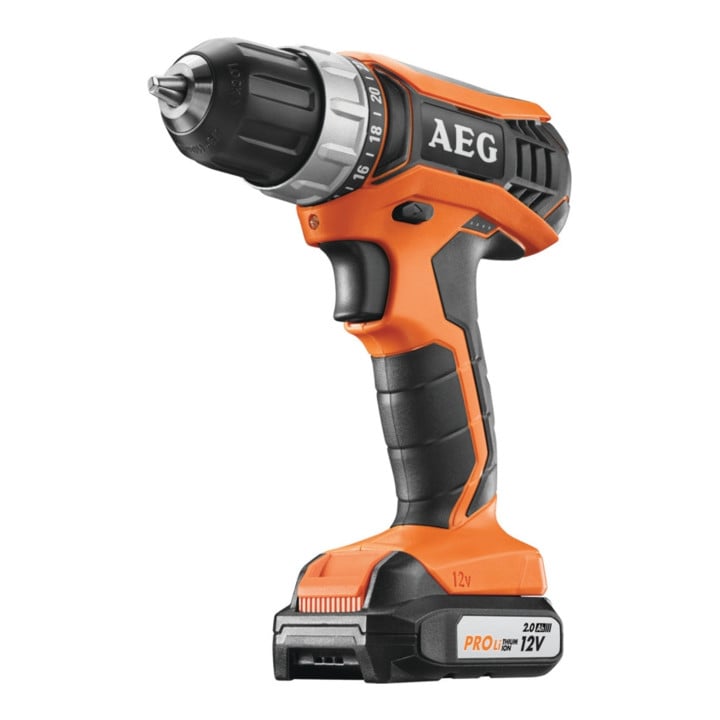 AEG Akku-Bohrschrauber BS12 G3-202C 12V 1,5-10mm inkl. 2x 2,0 Ah PRO Akkus, Ladegerät, Bohrfutter im Transportkoffer
