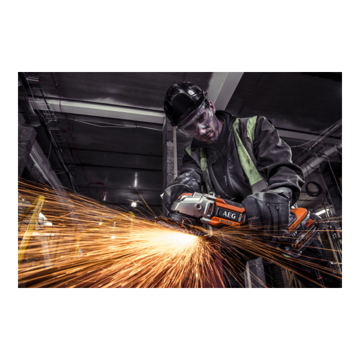 AEG Brushless accu haakse slijper BEWS18-125BLPX-602C 18V incl. 2x 18V / 6.0 Ah HD PRO accu, lader en draagtas