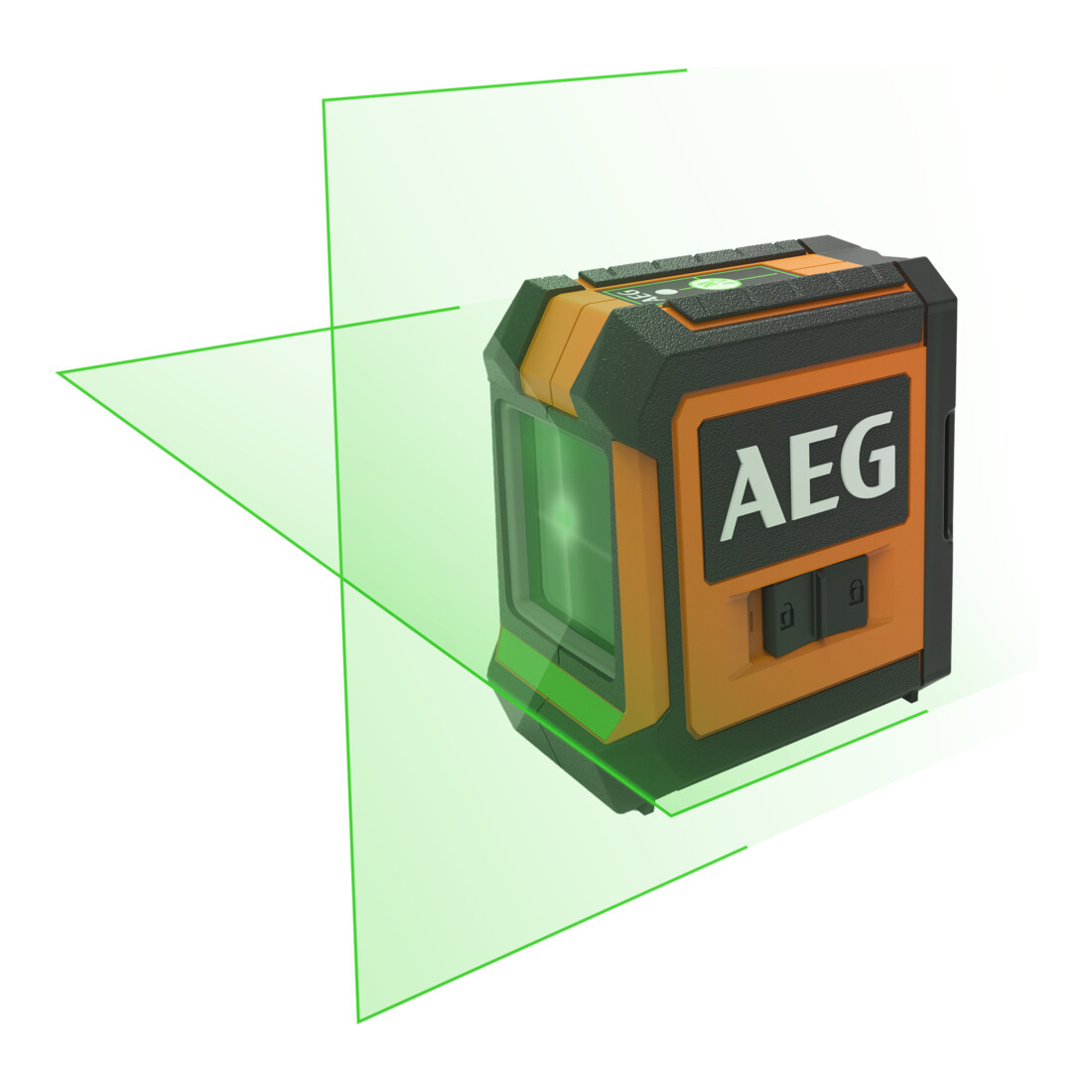 AEG Laser a linee incrociate CLG2-20B, 20 m, verde, con borsa, 2x batterie AA, supporto a parete (magnetico), cinghia in velcro