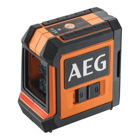 AEG Laser a linee incrociate CLR2-15B, 15 m, rosso, con borsa, 2x batterie AA, supporto a parete (magnetico), cinghia in velcro