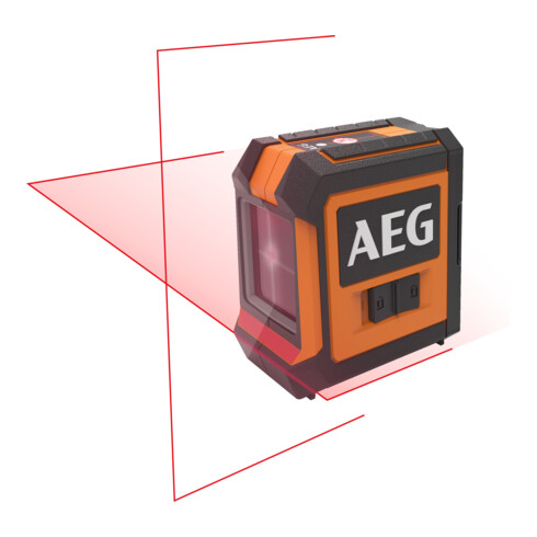 AEG Laser a linee incrociate CLR2-15B, 15 m, rosso, con borsa, 2x batterie AA, supporto a parete (magnetico), cinghia in velcro