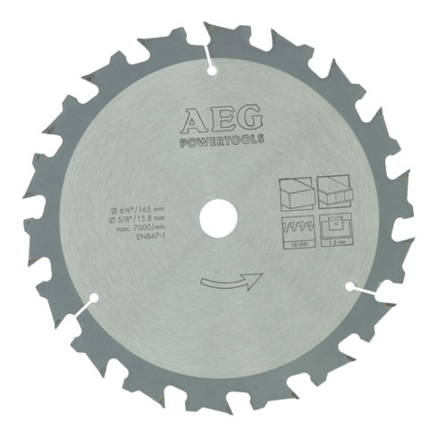 AEG Kreissägeblatt für BKS18 165/15,87 mm Z 18 für Holz