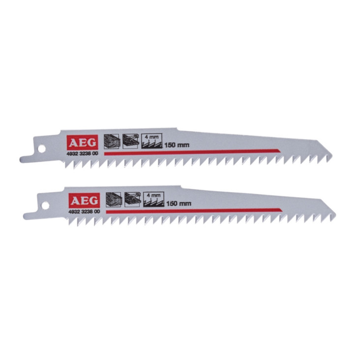 AEG Reciprozaagblad hout - ideaal voor rechte, snelle zaagsneden, 150 x 4 mm, 2 stuks