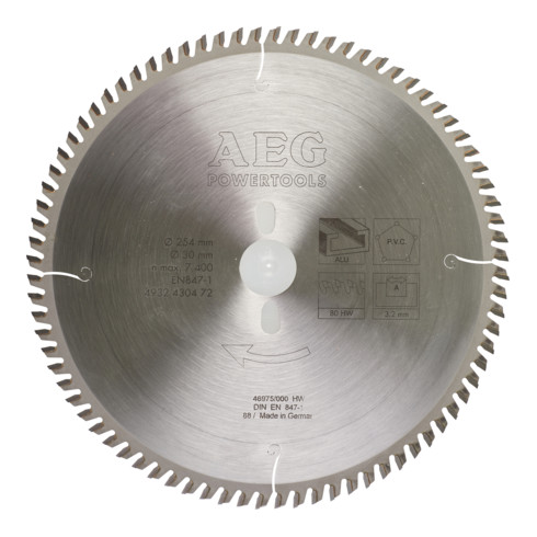 AEG HM-Sägeblatt,⌀ 254x30 mm, Durchmesser / Anzahl Zähne: 254/Z80