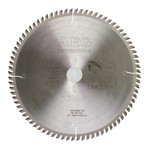 AEG HM-Sägeblatt,⌀ 254x30 mm, Durchmesser / Anzahl Zähne: 254/Z80