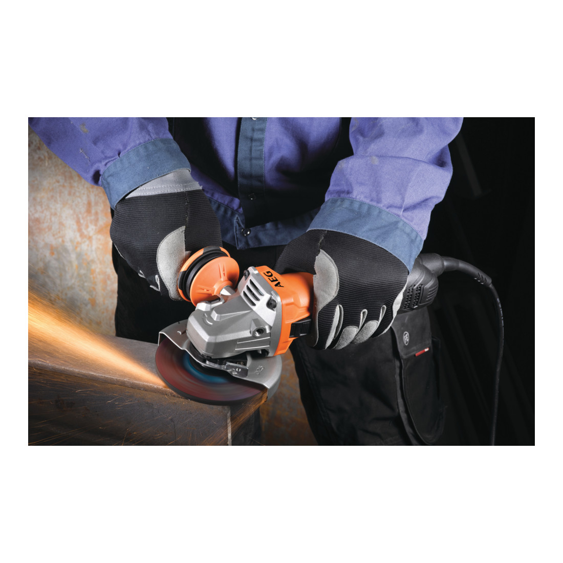 AEG Winkelschleifer WS 13-125 SXE 1300W inkl. 10x Fiberschleifscheiben, 3x Fächerscheiben, Spannmutter im Transportkoffer