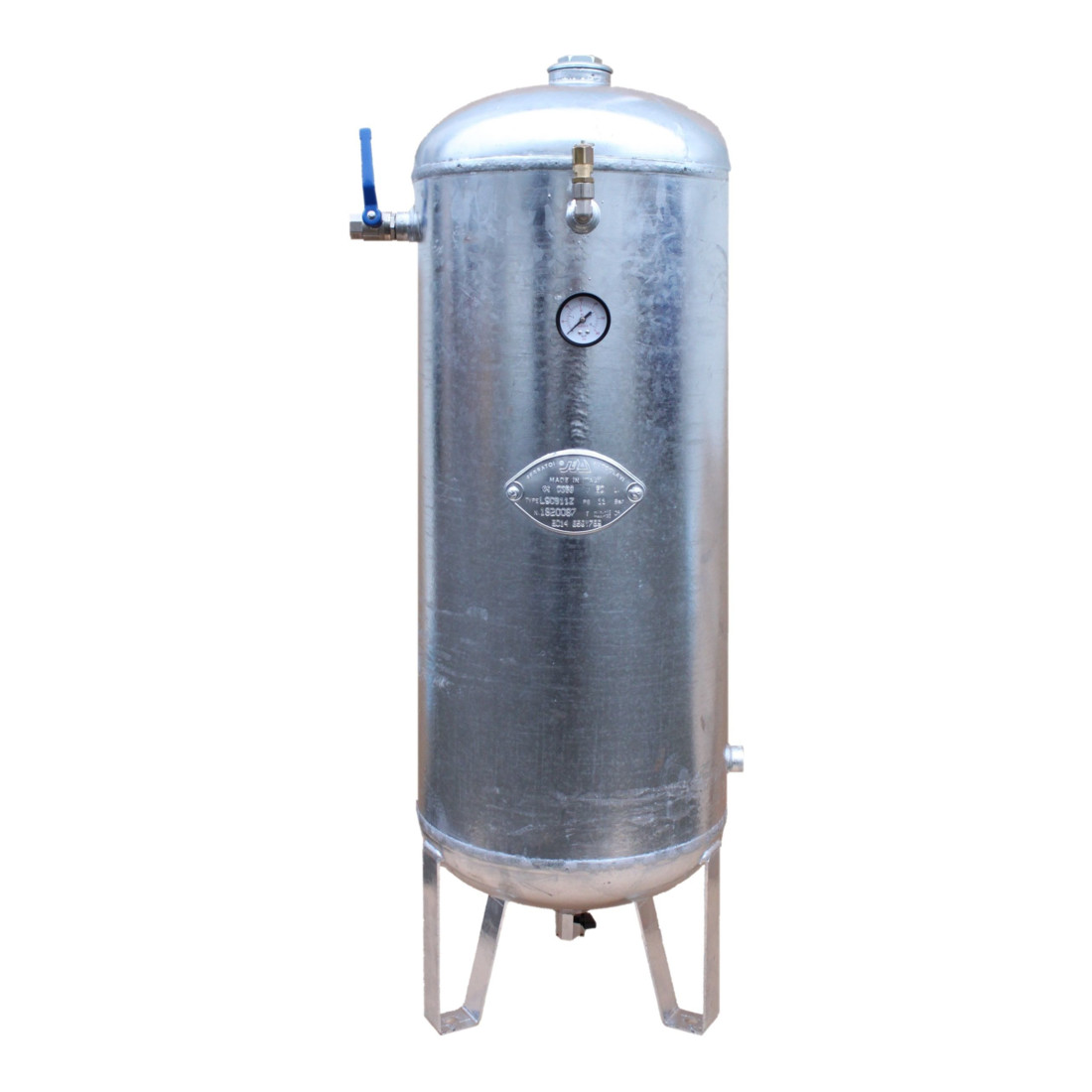 Aerotec persluchttank 500 L verticaal - 11 bar gegalvaniseerd AD2000 met montageset