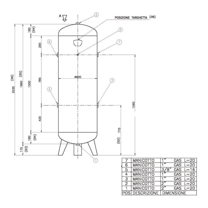Aerotec persluchttank 500 L verticaal - 11 bar met montageset
